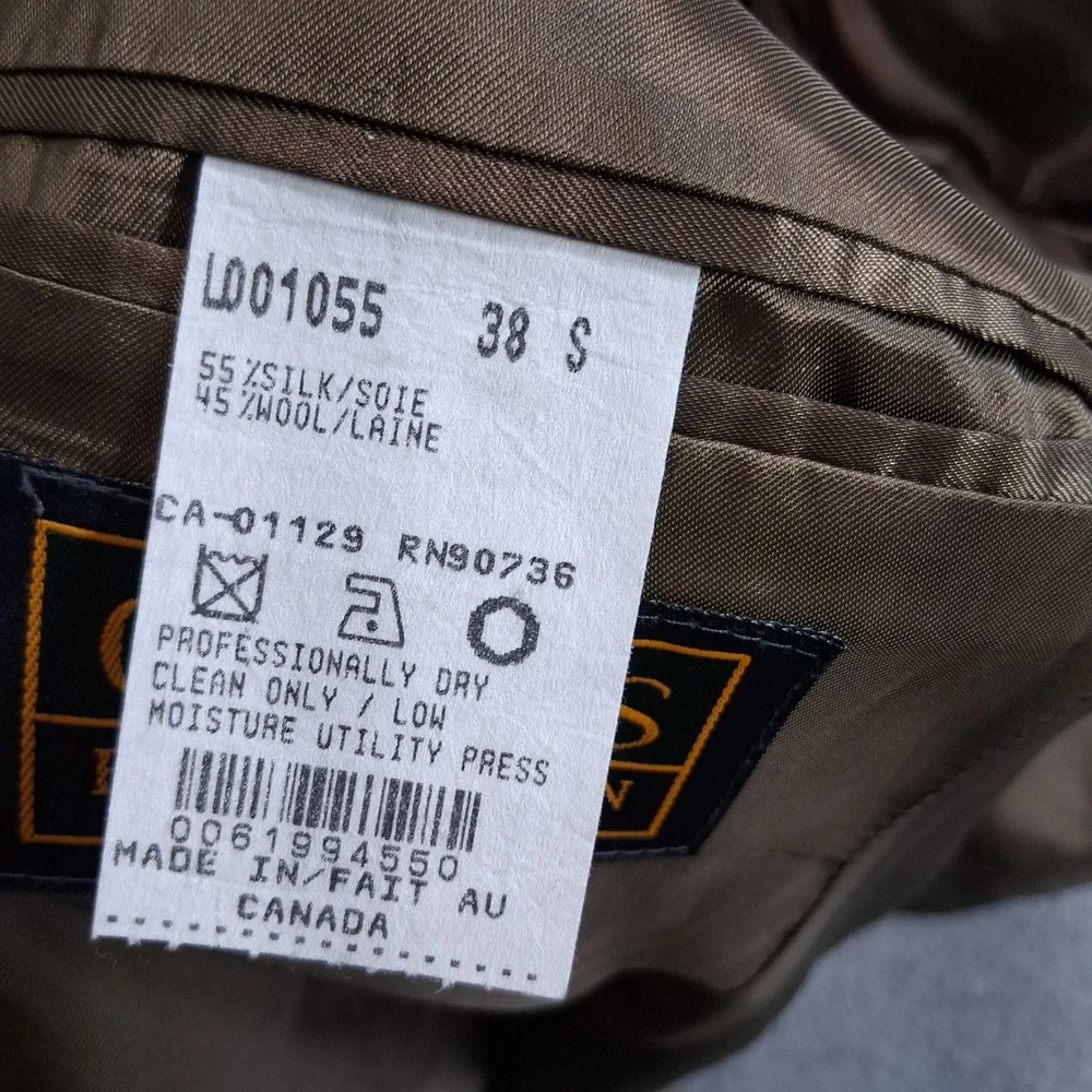 Chaps Ralph Lauren Tweed Sport Coat 38S Brown Herringbone Silk Wool Vintage